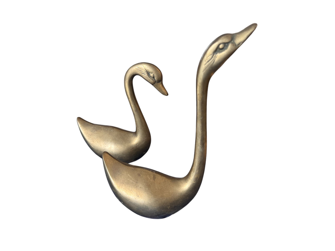 Set of 2 Brass Swans
