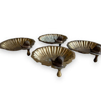 Vintage Scalloped Brass Trays with Snails and Nub feet India