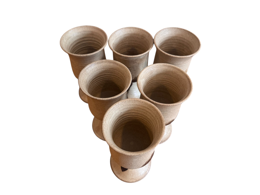 Set of Six 6 Hand Spun Ceramic Glasses