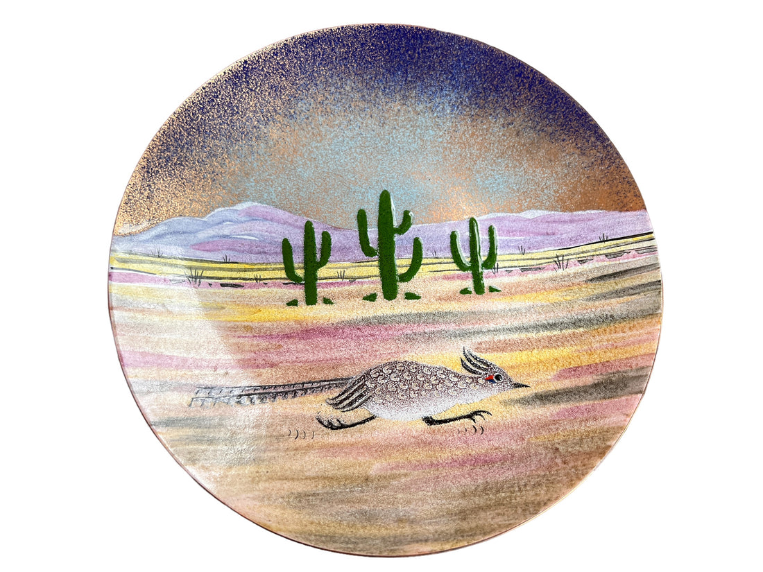 Enameled copper Cactus and Road Runner Alexander Designer Dish