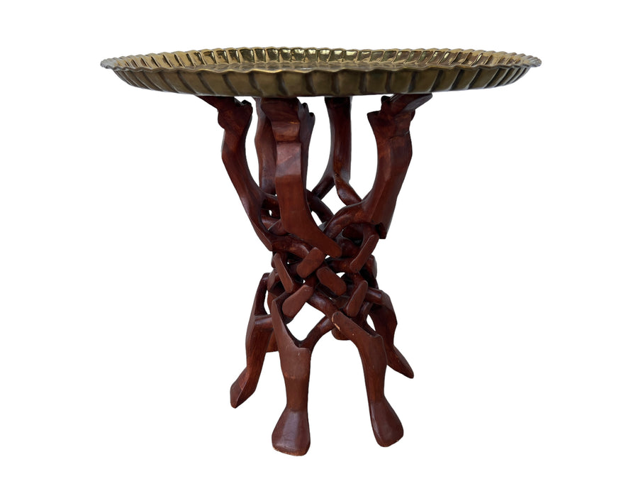 Brass Top Table with African Wood Camel Base