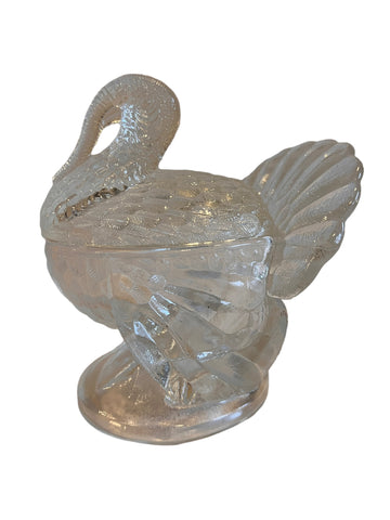 LE Smith Turkey Candy Dish Clear Glass