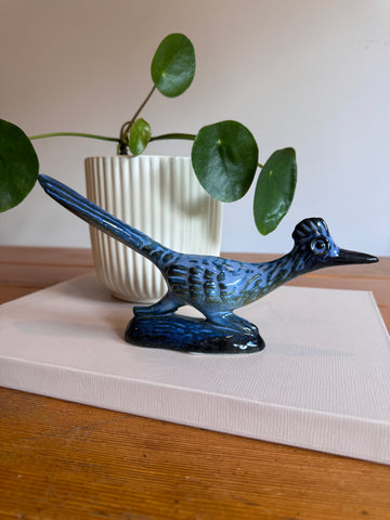 Howard Pierce Blue Ceramic Roadrunner Sculpture