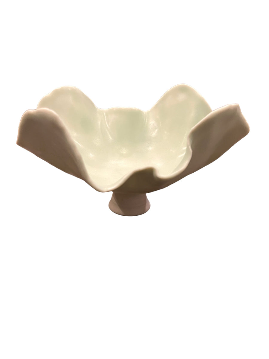 Pedestal Ceramic Dish Sea Foam Green