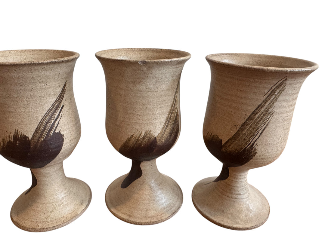 Set of Six 6 Hand Spun Ceramic Glasses