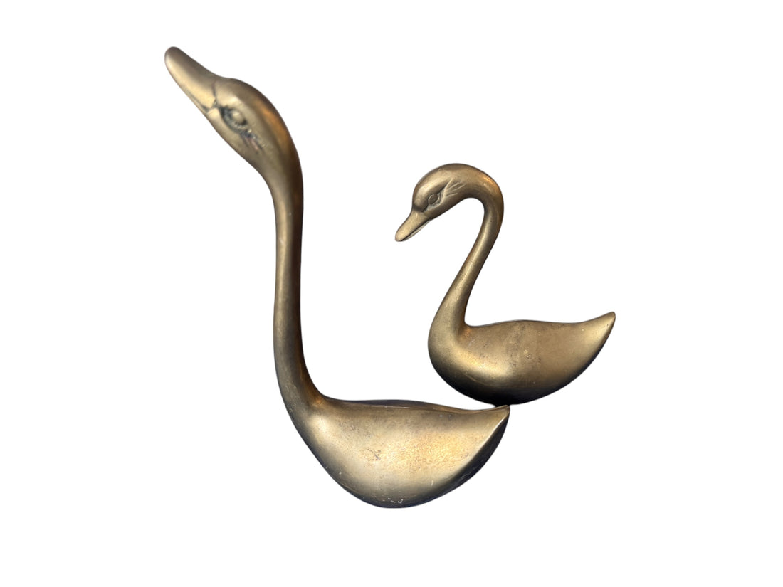 Set of 2 Brass Swans