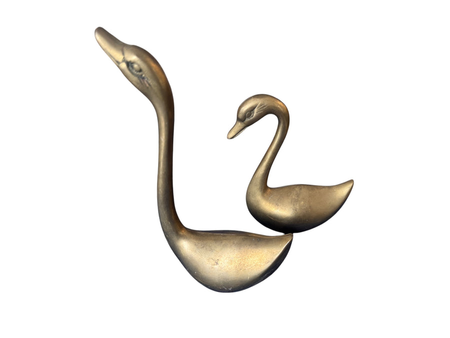 Set of 2 Brass Swans