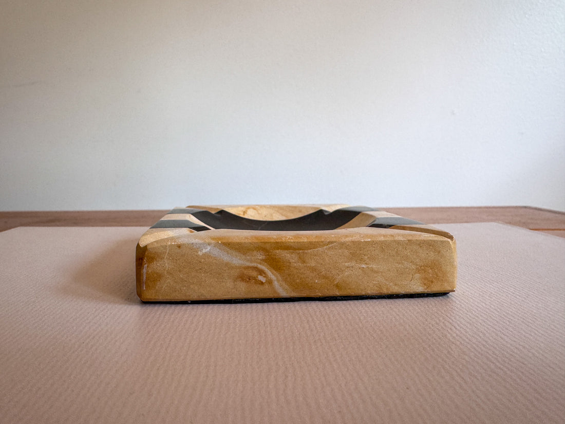 Stone Black and White Stripe Ashtray