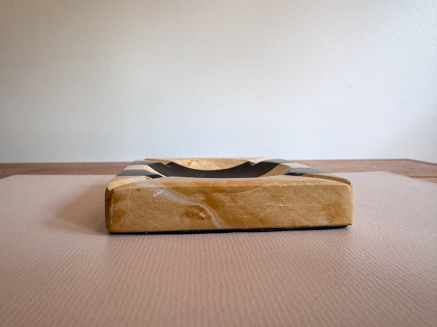 Stone Black and White Stripe Ashtray