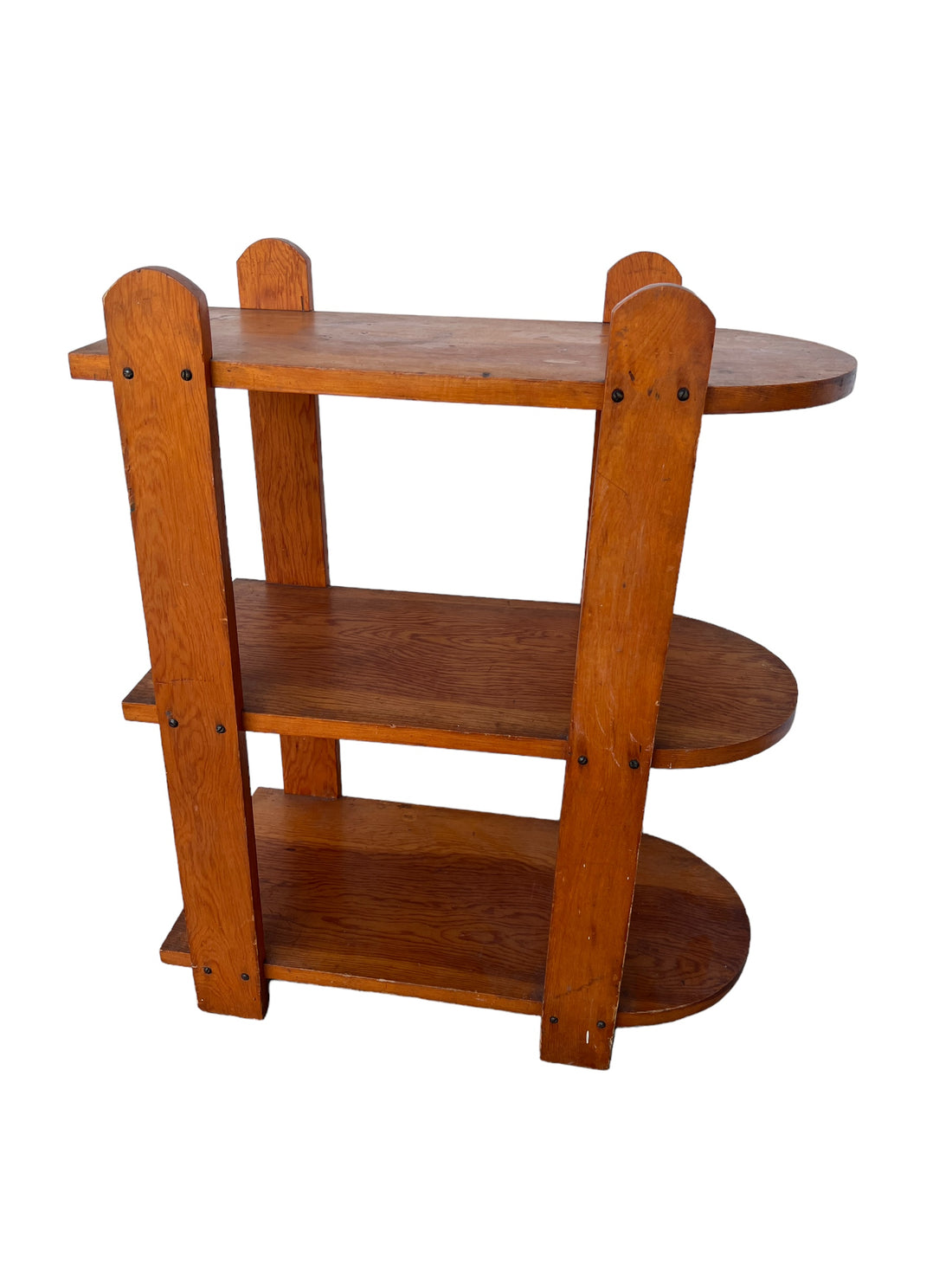 3 Tier Rounded craftsman Wood Side Table Book Shelf