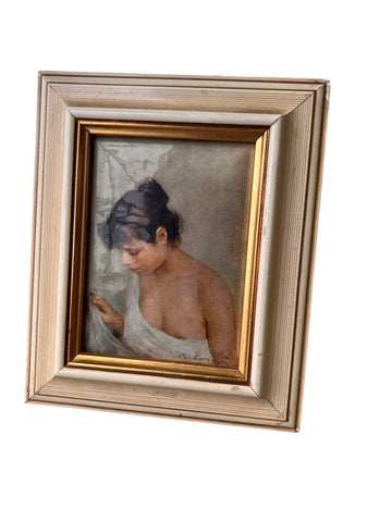 Framed European Print Portrait Nude