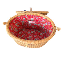 Hand Woven Lidded Basket with whale and Leather detailing