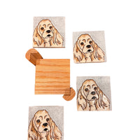Pumpkin Inc Spaniel Dog Tile Coaster Set of 4 with Holder