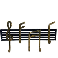 Music Note Wall Hooks Vintage Coat rack towel hooks Brass and Cast Iron