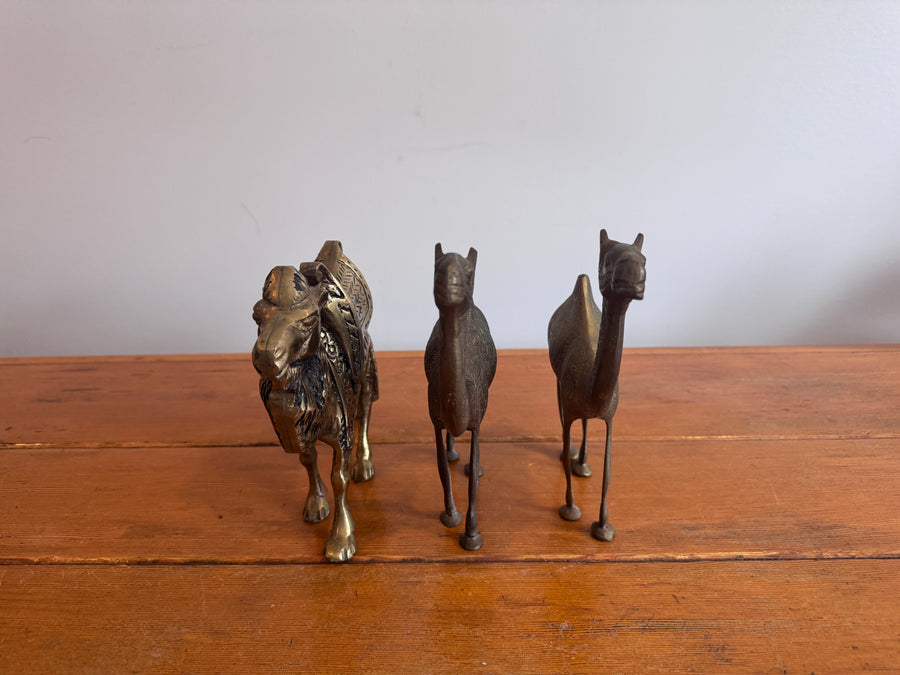 Etched Brass Camel Figures Vintage