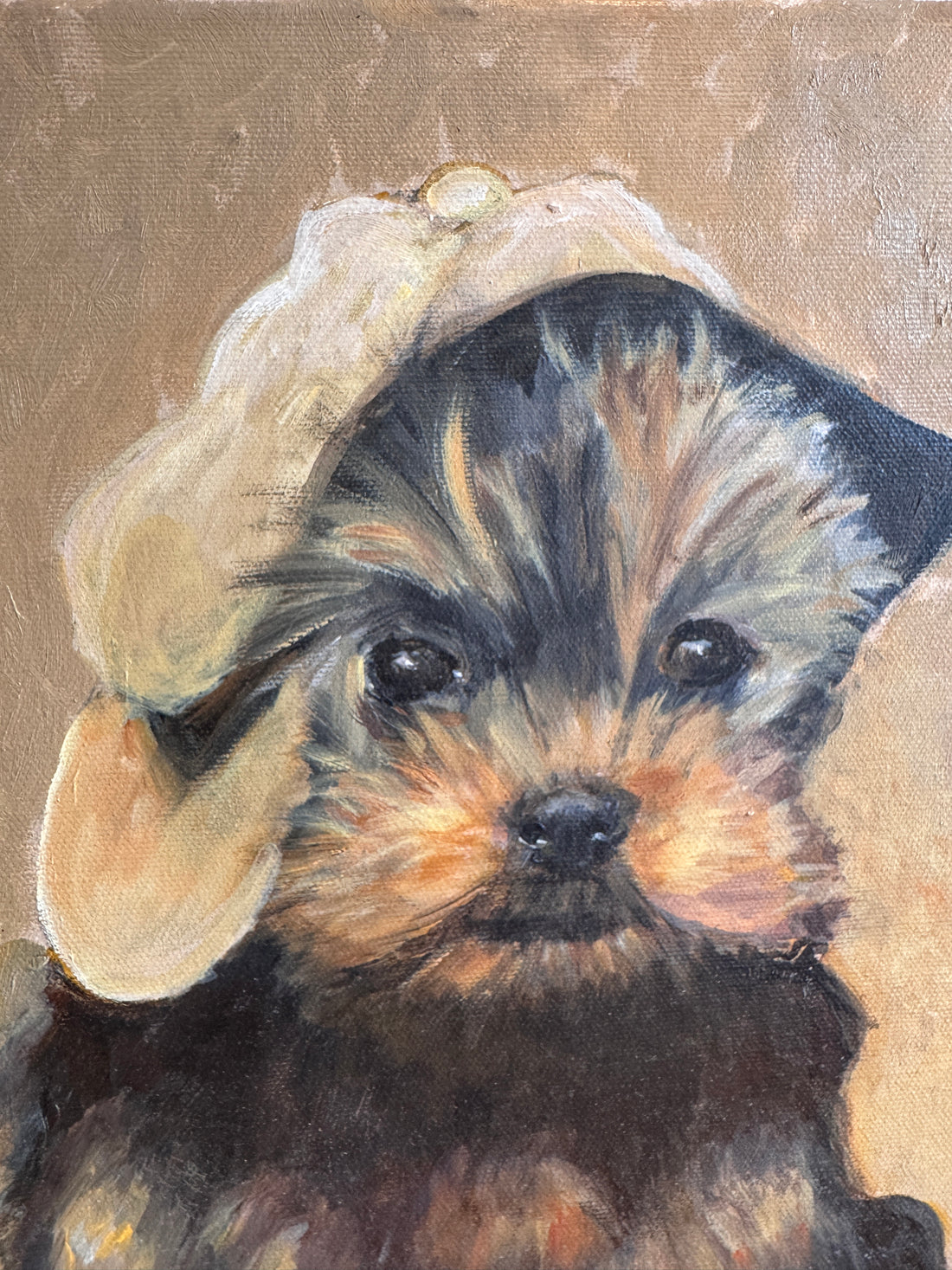 Scottie Puppy Painting Original Vintage On canvas 