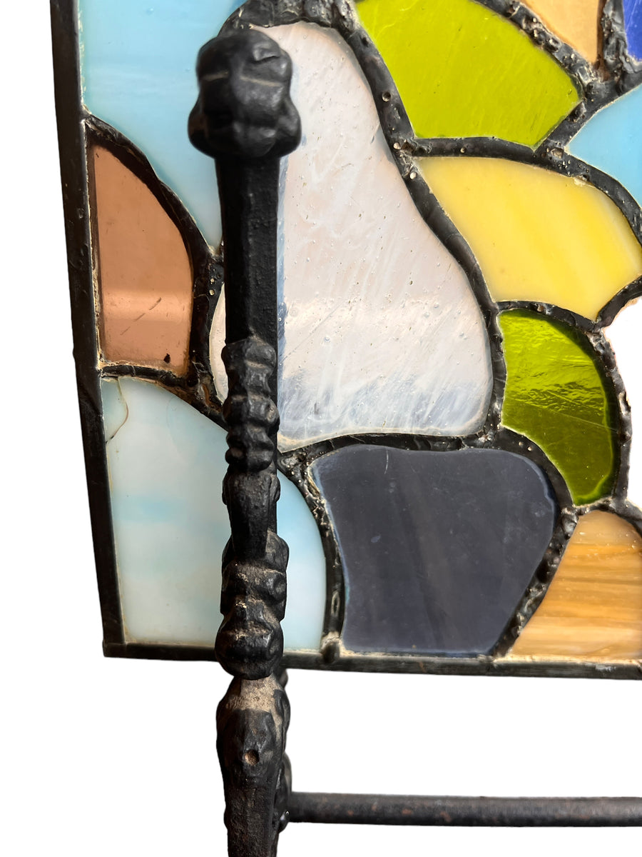 Stained Glass Cornicopia with Cast Iron Stand