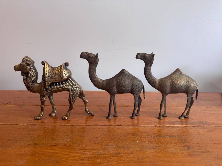 Etched Brass Camel Figures Vintage