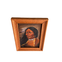 Pat Wilsky Signed Small Wooden Framed Native American Portrait on Canvas