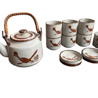 Roadrunner Tea Set Japan - Tea Pot, 2 cup coasters, 7 handless cups