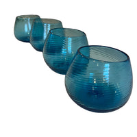 Hand Blown Blue Swirl Wine Cocktail Glasses