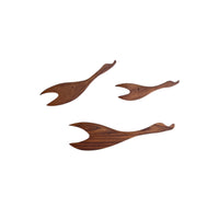 Mid-Century Set of Three Teak Wood Minimalist Bird Hanging Wall Art