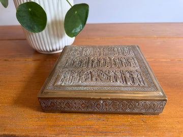 Brass Box vintage etched with Human Figures