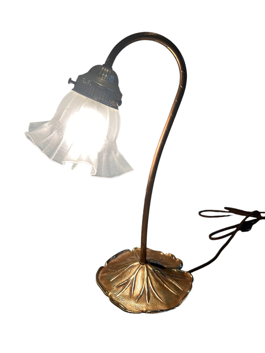 Lilly Pad Brass Table Lamp with Glass Shade