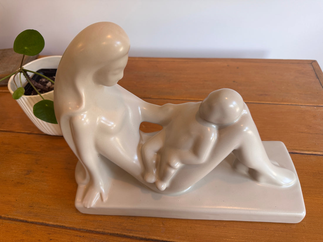 Haeger Ceramic Mom Mother Baby Sculpture Statue Midcentury Vintage