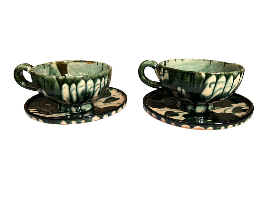 Vintage Terracotta Ceramic Cup and Saucer Set