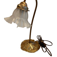 Lilly Pad Brass Table Lamp with Glass Shade