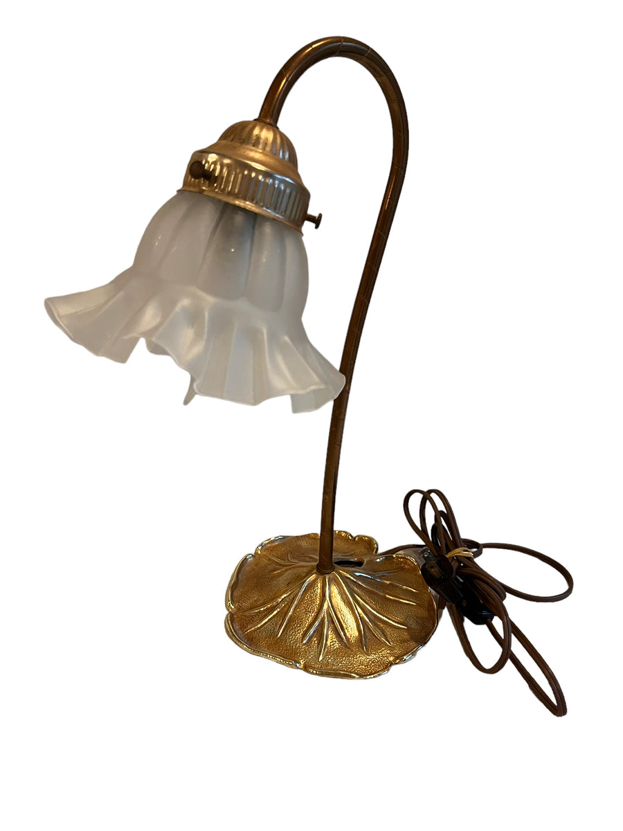 Lilly Pad Brass Table Lamp with Glass Shade