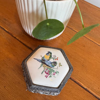 Trinket Box Mele Parrot Tile and Metal Vintage Jewelry Box
