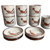 Roadrunner Tea Set Japan - Tea Pot, 2 cup coasters, 7 handless cups