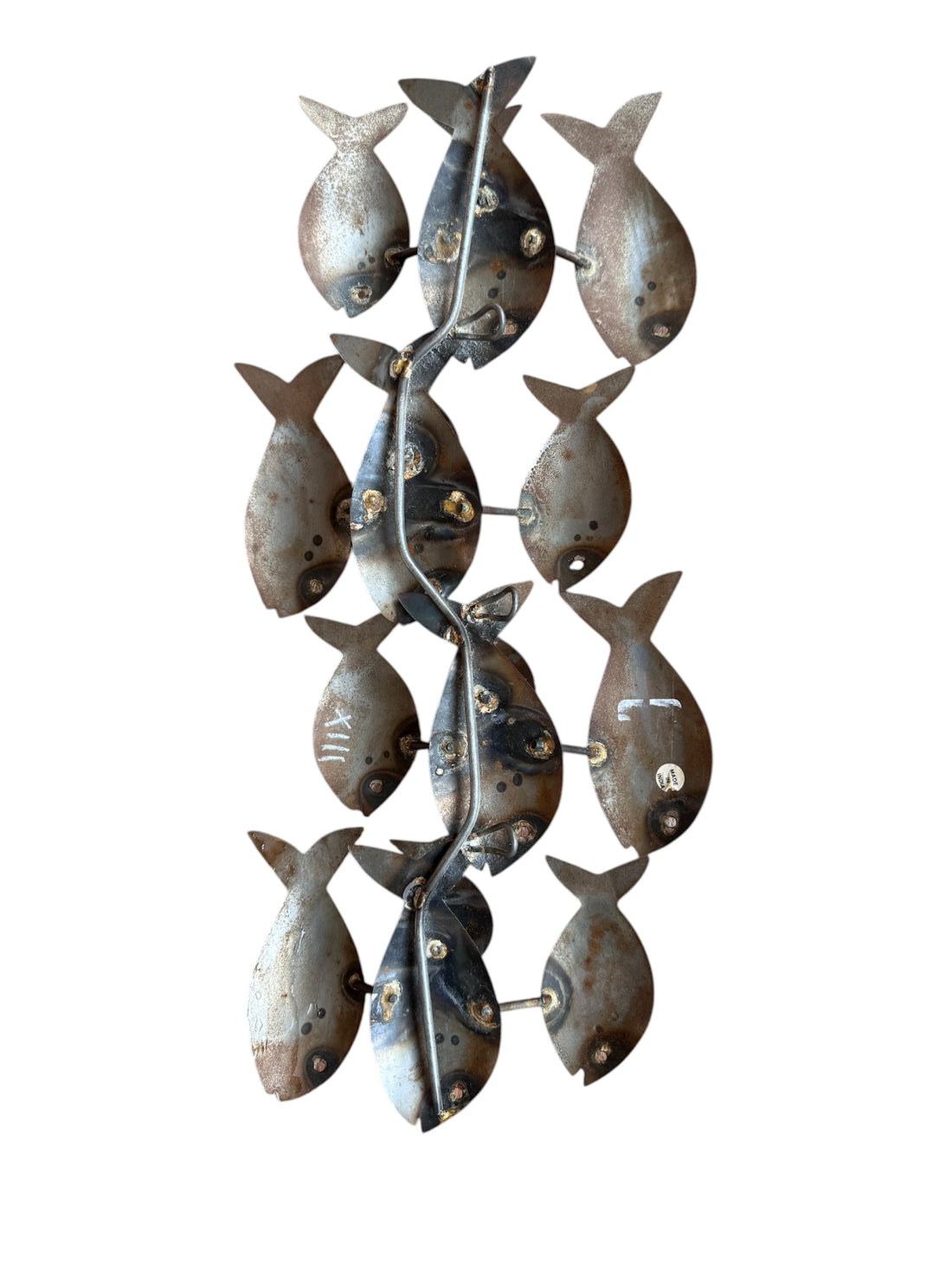 Midcentury School of Fish Metal Wall Art Brutalist Sculpture