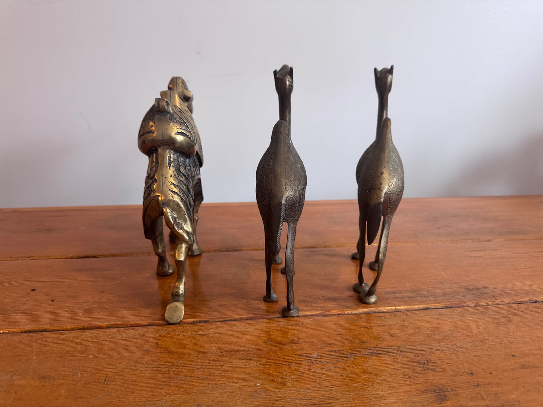 Etched Brass Camel Figures Vintage