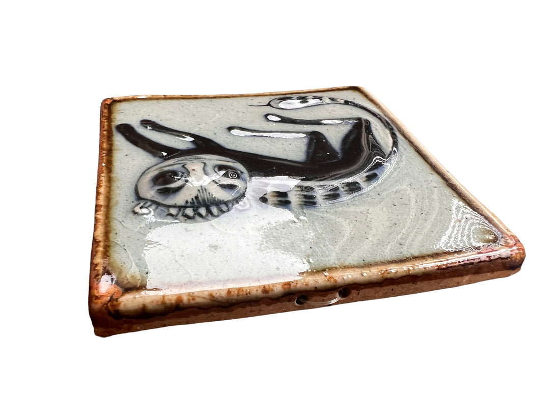 Tonala Ceramic Tile Folklore Cat Wall Art