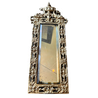 Art Deco European Mirror with Heavy Leaded Glass and Intricate Metal Frame