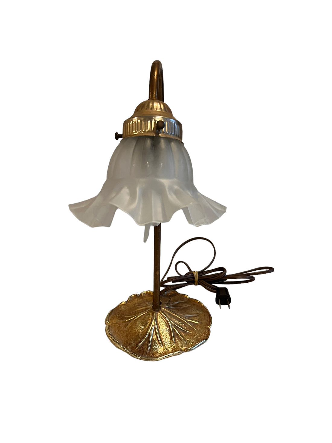 Lilly Pad Brass Table Lamp with Glass Shade