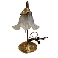 Lilly Pad Brass Table Lamp with Glass Shade