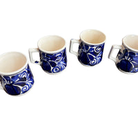  Blue painted Mexican Ceramic Mugs