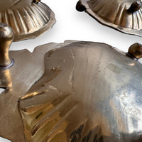 Vintage Scalloped Brass Trays with Snails and Nub feet India