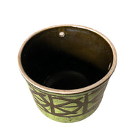 Midcentury Japanese Ceramic Hanging Plant Pot Green and Black