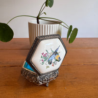 Trinket Box Mele Parrot Tile and Metal Vintage Jewelry Box