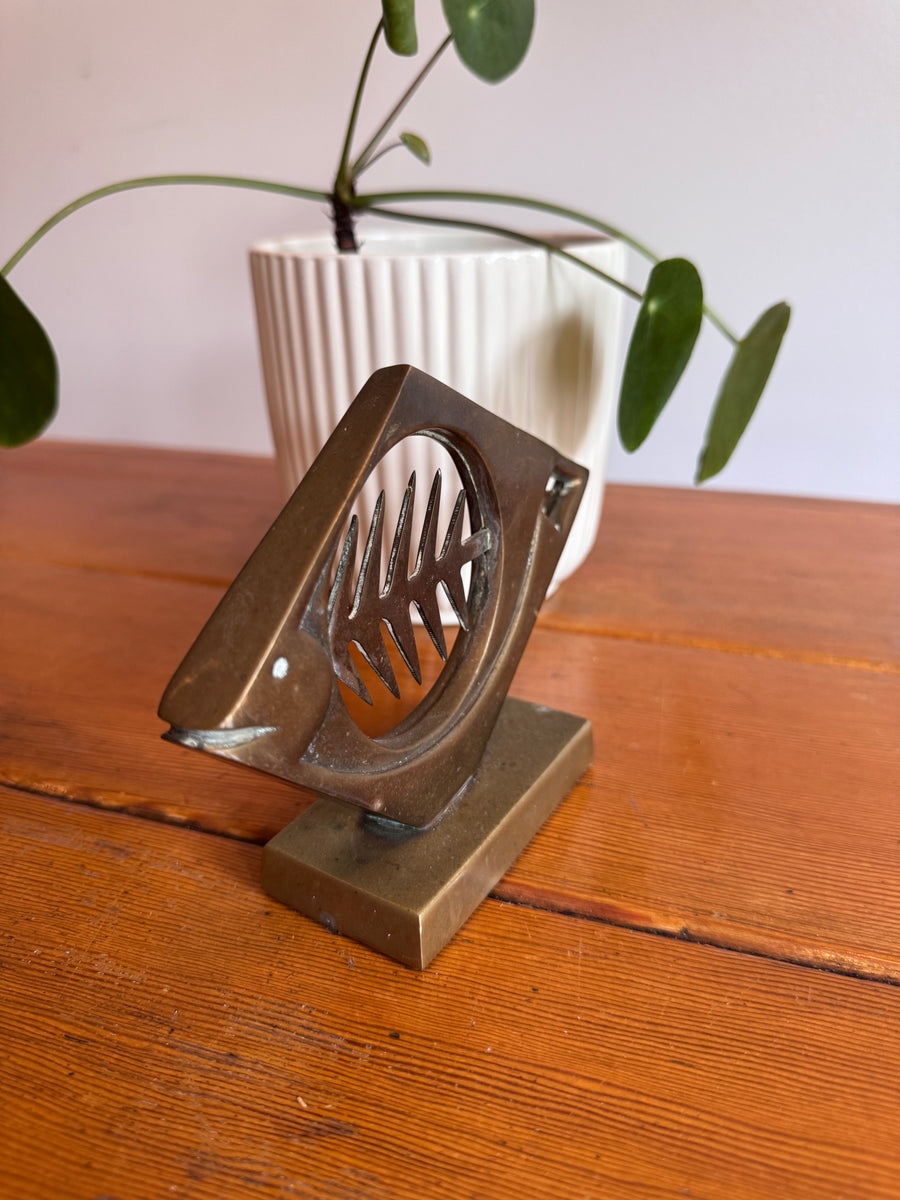 Dolbi Metal Fish Bone Metal Sculpture 1980 Figure Statue Vintage