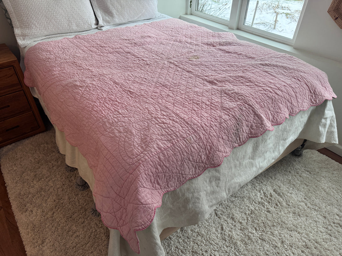 Hand Stitched Patchwork Quilt Colorful Antique Vintage