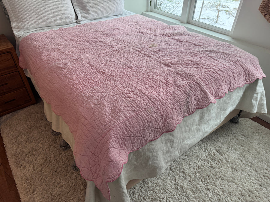 Hand Stitched Patchwork Quilt Colorful Antique Vintage