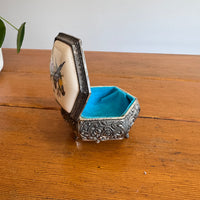 Trinket Box Mele Parrot Tile and Metal Vintage Jewelry Box