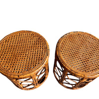 Vintage Tortoise Shell Bamboo and Cane Side Tables