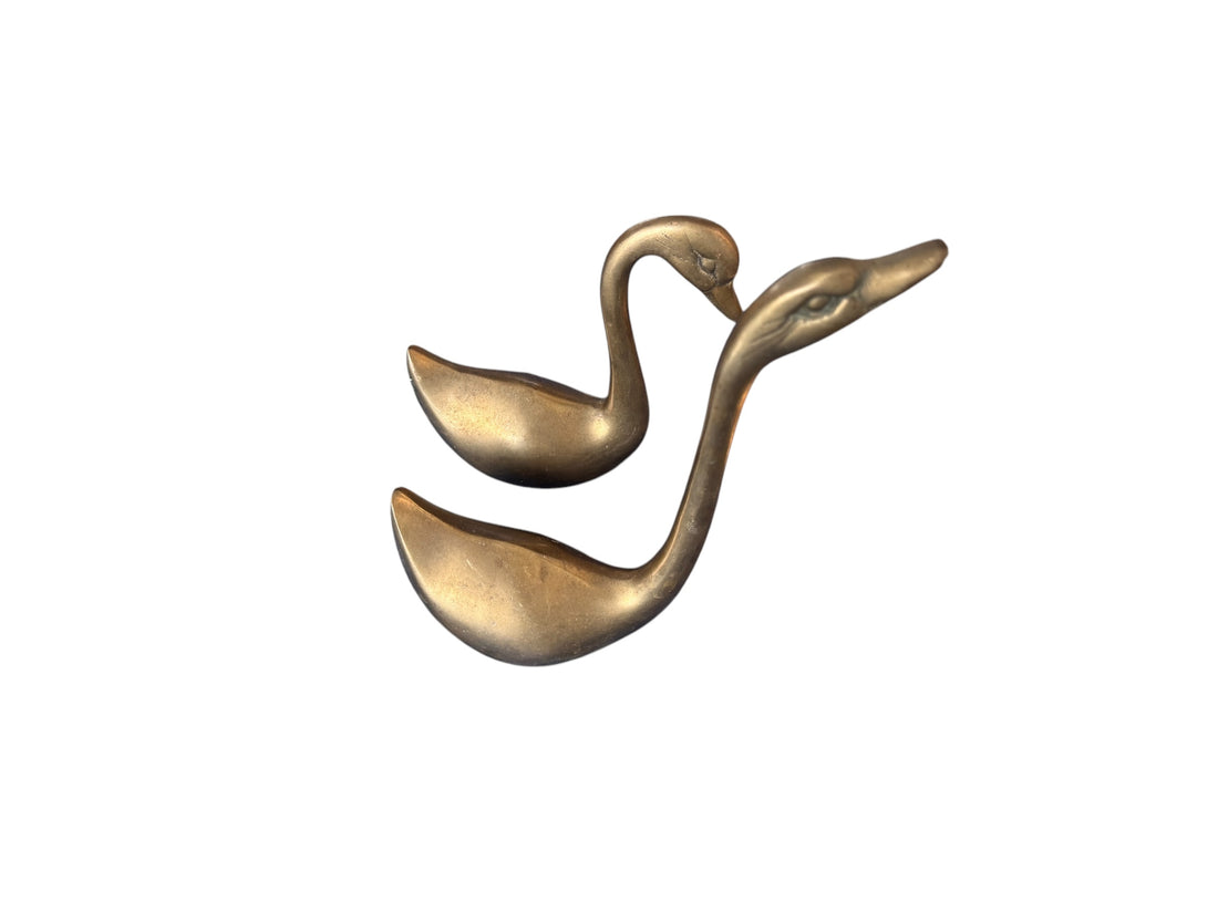 Set of 2 Brass Swans